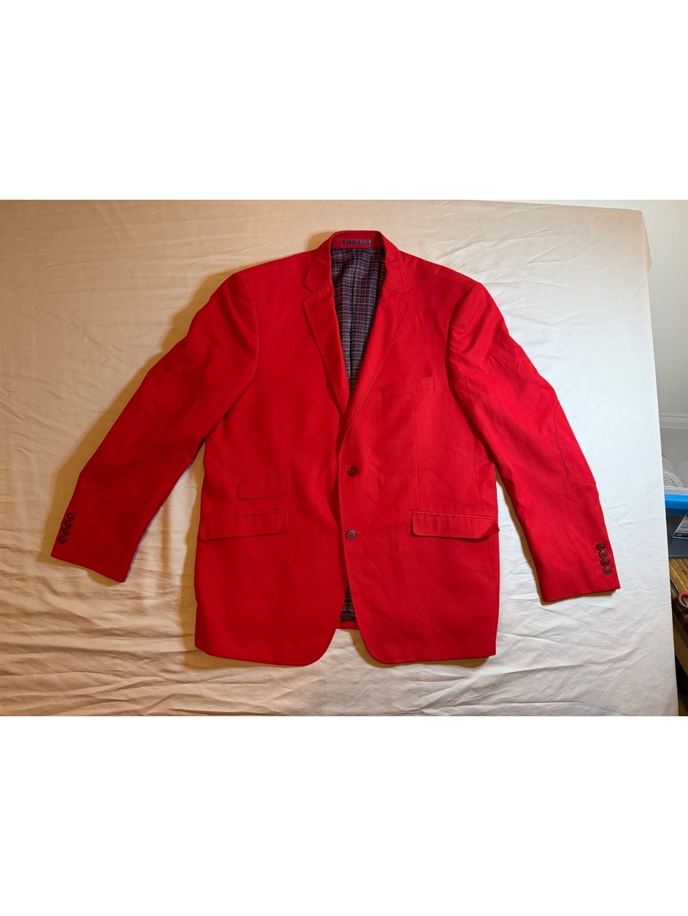 U.S. Polo Assn. Men's Red Blazer Jacket with Plaid Lining Size Large